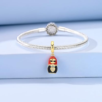 Hapour 925 Sterling Silver Charms for Bracelet Necklace Dangle Pendant Bead | Whale Shark Charm, Glow in the Dark, Matryoshka Russian Doll Baking European Jewelry Charm, 14k Gold Plated - style: Gold Modern Russian Matryoshka Doll (Openable)