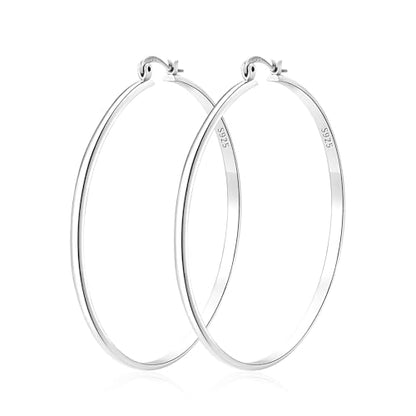 Apsvo Hoop Earrings for Women, 5mm Wide 14K Gold Plated/Silver Hoop Earring Hypoallergenic 925 Sterling Silver Earrings Lightweight Large Earrings for Women - color: 3mmWide-60mmSilver