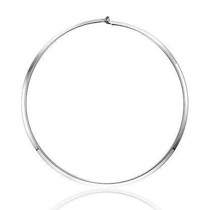 Women's Statement Choker Necklace Exquisite Round Collar Necklace Jewelry In High Polished Round Thin Choker Necklace Jewelry - color: Silver Clip Clasp