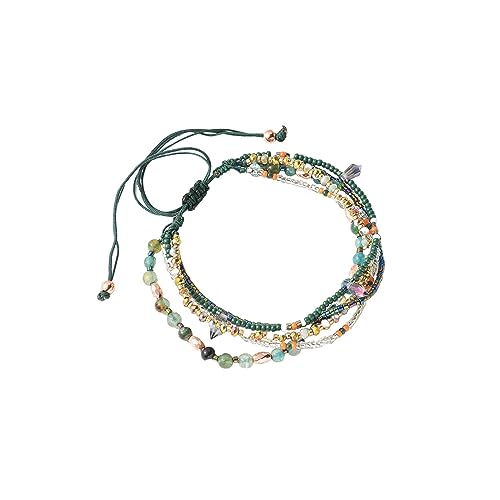 Boho Braided Beaded Ankle Bracelets Handmade Adjustable Beach Wrap Bracelet Draw String Anklets Bracelets Gifts for Women - color: Green