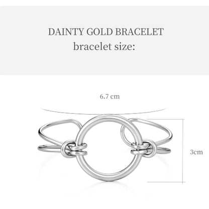 hotoo Gold Plated Bangle Bracelet for Women - style: Round Buckle Knot