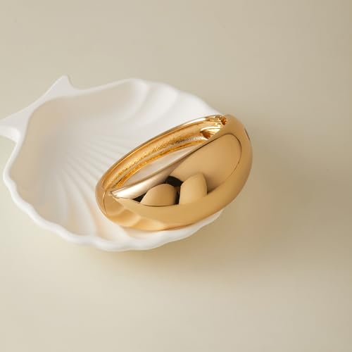 Chunky Gold Bangles Bracelet for Women Trendy Statement Bracelet Dainty Charm Gold Jewelry - color: Wide Bangle