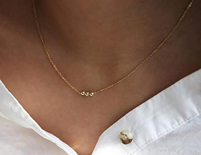 itianxi Dainty Cross Charm Pendant Necklaces,14K Gold Tiny Three Ball Necklace,Simple Fashion Jewelry for Women - color: gold 3 ball