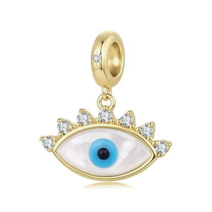 Animal Charms for Bracelets 925 Sterling Silver Bead Charms Bee Butterfly Fox Charm Fits Bracelets and Necklaces Cute Charms for Women - color: Evil eye