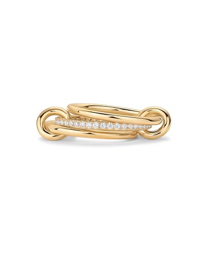 PAVOI 14K Gold Plated Interlocked Stackable Rings for Women - Statement Mixed Metals Multi Ring Stack - Cubic Zirconia Two-Toned Connected Bands Stacking Jewelry - style: Thin Bands & CZ -Yellow Gold