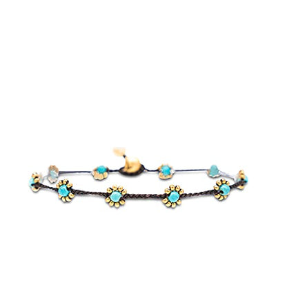 Made by Nami Boho Surfer Anklet Waterproof & Adjustable Beaded Anklets for Women Beachy Ankle Bracelet Made from Waxed Cotton Rope and Beads for Summer and Hippie Style - color: Turquoise Beads