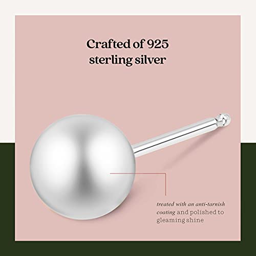 KEZEF Sterling Silver Ball Stud Earrings Hypoallergenic Earrings for Women | Available in Sterling Silver, Rose Gold, or 14K Gold Plated Silver (2mm-10mm)