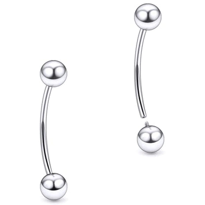 20G 18G 16G 14G 12G 8G 6G 4G 2G Astm F136 Titanium Internal Thread Eyebrow Piercing Jewelry Curved Barbell Vertical Labret Lip Daith Rook Earrings Navel Belly Button Ring Piercing Jewelry - style: 16G, 16MM Length, Ball