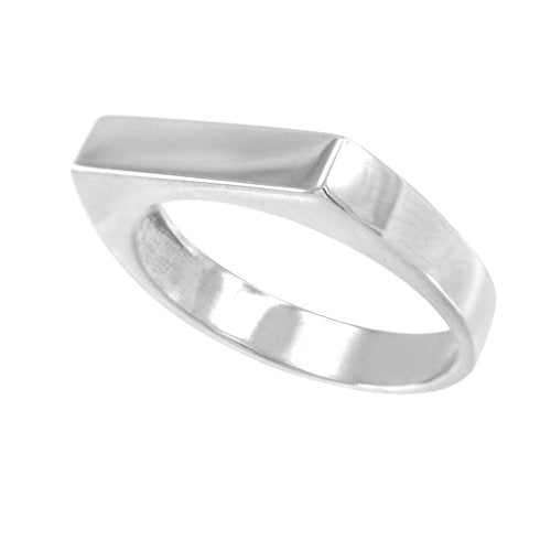 Stackable 925 Sterling Silver Custom Engravable Flat Top Signet Ring (Size 7)