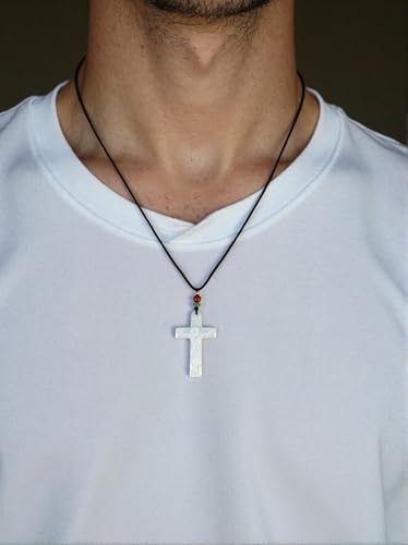 Natural Jade Cross Necklace for Men/Women Green Stone Healing Cross Pendant Necklace Christian Religious Spirit Jewelry Gift - color: B
