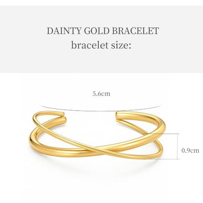 hotoo Gold Plated Bangle Bracelet for Women - style: Double-Strand Wrap