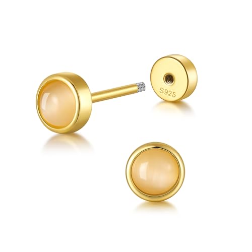 CHIC & ARTSY 18K Gold Plated Solid 925 Sterling Silver Flat Back Earrings for Women Multiple Piercings Screw Back Earrings Cartilage Hypoallergenic Jewelry - style: 925 Silver Flat Back #02