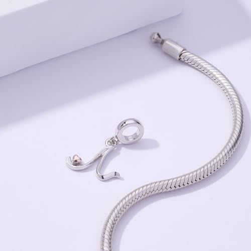 Letter Charms for Pandora Bracelets 925 Sterling Silver Alphabet Initial Charms Bead Jewelry Gift for Women - style: Initial N