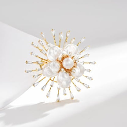 Brooches and Pins for Women Elegant Flower Pearl Brooches Costume Broches Jewelry Lady Christmas Pin for Women - style: GD-0116