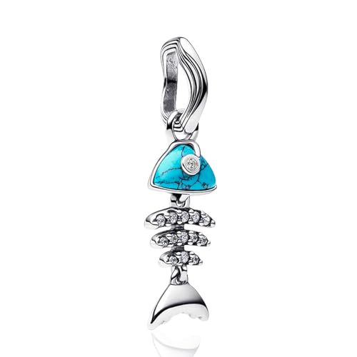 Charms Beads 925 Sterling Silver Animal Heart Flower Friend Dangle Pendant with 5A Cubic fits for Charms Bracelets for Woman Valentine's Day Mother's Day Christmas Graduation Birthday Gift - style: D27-Fish Bone