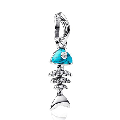 Charms Beads 925 Sterling Silver Animal Heart Flower Friend Dangle Pendant with 5A Cubic fits for Charms Bracelets for Woman Valentine's Day Mother's Day Christmas Graduation Birthday Gift - style: D27-Fish Bone