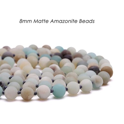 Aobei Pearl 8mm Round Natural Amazonite/Irregular Turquoise Long Beaded Necklace Wrap Bracelet Handmade Gemstone Jewelry for Women Men - style: Amazonite-59''