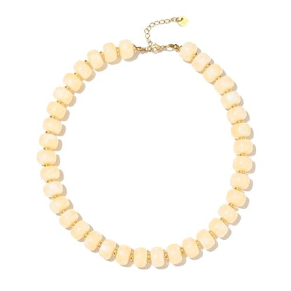 Boho Colorful Chunky Beaded Necklace for Women Trendy Resin Statement Choker Necklaces Summer Beach Style Womens Vacation Fashion Jewelry Gifts Accessories - color: White