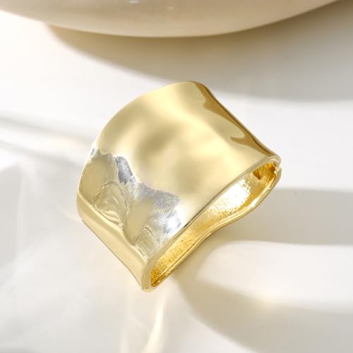 Bangle Bracelets for Women | 14K Gold Plated Trendy Wide Bracelets | Hinged Arm Cuff Bangles Chunky Bracelet for Women - color: Style A-Gold Plated Bangles