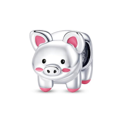 925 Silver Charm for Bracelets Animal Pet Insect Series Women Jewelry Gift - color: Pink pig
