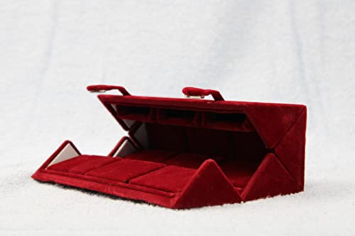 atorakushon Maroon Velvet Folding jewellery Vanity Box Make-Up 12 pair Earrings Utility Toiletry Wardrobe Organizer Pouch Set of 2 - style: 12 Pair Earring Storage Folder Pack of 2