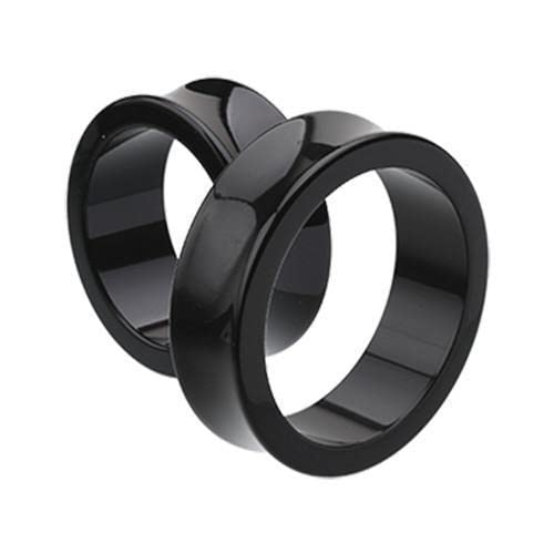 1 PAIR (2pcs) ACRYLIC TUNNELS Double Flare Gauges Solid Saddle Thin Ear Flesh Plugs 1037 - color: Black, size: 11/16" (18MM)