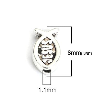 JGFinds Small Spacer Bead Tiny Fish Charms - 95 Pack, 8mm with 1.3mm Hole, (Jesus Religious Fish), Charms for Craft and Jewelry Making Supplies - color: Jesus Religious Fish