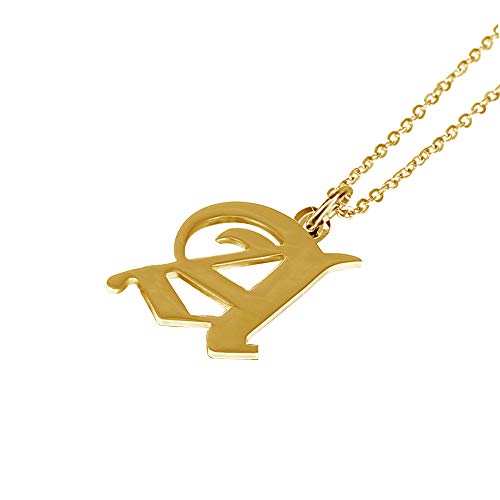 Women's Old English Initial Necklace 18K Gold Plated Stainless Steel Letter Pendant Gift - style: Chain,Elegant,Gold Plated,Vintage