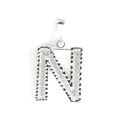 Personalized 1.0 Inch Solid.925 Sterling Silver Initial A-Z Charm - style: N