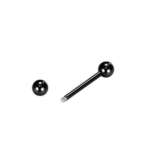 VCMART 12mm-18mm 14G Tongue Rings Nipple Straight Barbells Surgical Steel Body Piercing Jewelry - style: Style D -6pcs, black