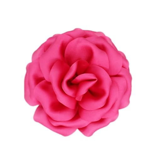 Satin Fabric Rose Flower Brooches Pins for Women Elegant 3D Large Camellia Flowers Floral Lapel Pins for Valentines Day Wedding Bridal Prom Banquet Party Dress Suit Clothes Accessories - color: Rose red