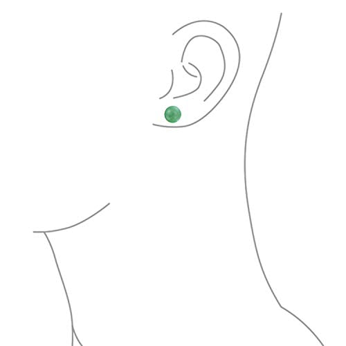Classic Birthstones Gemstone 10MM Ball Stud Earrings .925 Sterling Silver - color: Green Aventurine