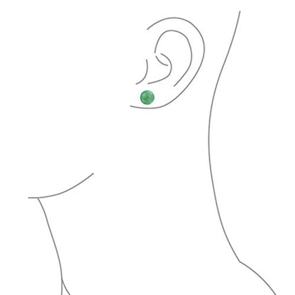 Classic Birthstones Gemstone 10MM Ball Stud Earrings .925 Sterling Silver - color: Green Aventurine
