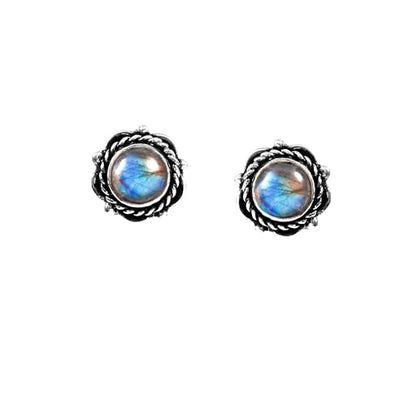 925 Sterling Silver Gemstone Stud Earrings for Women | Handmade Birthstone Jewelry | Labradorite, Turquoise, Carnelian, Moonstone, Black Onyx, Amethyst