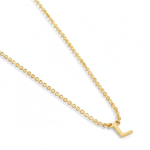OAK & LUNA Inez Initial Necklace - Gold Plated & Sterling Silver — A-Z Letter Pendant on 15″ + 2″ Adjustable Cable Chain - color: 18K Gold Plated Silver, style: Letter L