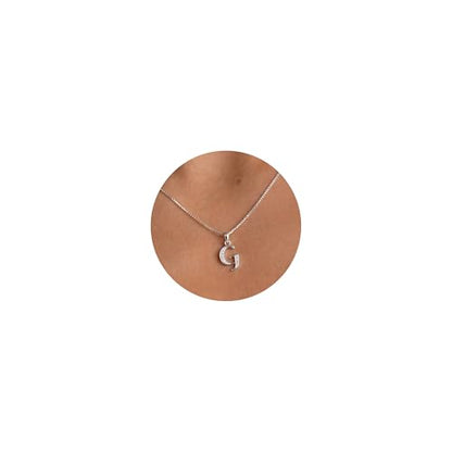 Initial Necklace for Women, 14K Gold Silver Plated Box Chain Letter Pendant, Trendy Name Necklace, Dainty Personalized Charm Jewelry Gift for Her - color: Silver, style: G
