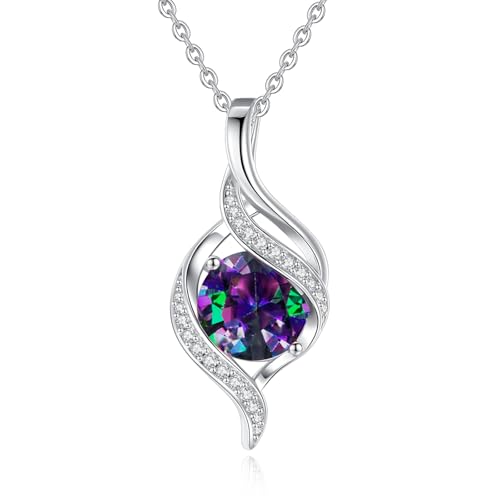 FANCIME Birthstone Necklace for Women Jewelry Gift for Her | Infinity Love Pendant Sterling Silver, Birthday Gift for Women, Adjustable 16+2" - color: 06 - Created Alexandrite