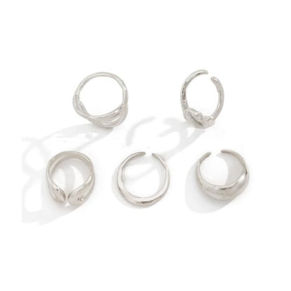 Chunky Gold Stackable Rings Set for Women Trendy Stackable Knuckle Rings Dainty Thick Dome Midi Ring Punk Jewelry Gifts - color: Silver