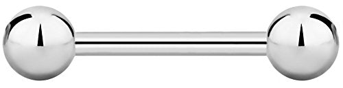 Forbidden Body Jewelry nipple barbell, nipple bars, silver nipplerings piercing Surgical Steel 8g - 18g Straight Barbell Body Jewelry (Sold Individually) - style: 18G 8mm (5/16") 3mm Balls