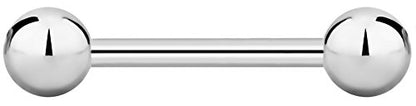 Forbidden Body Jewelry nipple barbell, nipple bars, silver nipplerings piercing Surgical Steel 8g - 18g Straight Barbell Body Jewelry (Sold Individually) - style: 18G 8mm (5/16") 3mm Balls