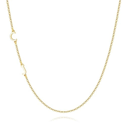 M MOOHAM Sideways Two Initial Necklaces for Women Girls Birthday Gifts | Dainty 14K Gold-Plated, Custom Initial Necklace, Letter Necklace Jewelry, Birthday Gifts for Women Wife Mom Sister Friends - color: initial C & initial J
