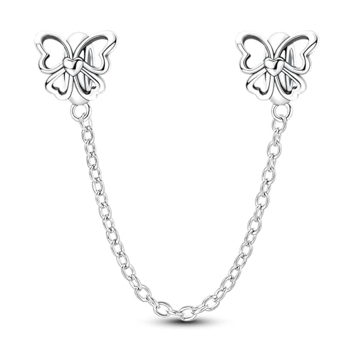 LNQOBU 925 Sterling silver Safety Chain for Bracelet,Family Forever Safety Chain Charm for Bracelet Stopper Spacer Charm Clip Charms Dangle Pendants Beads Jewelry Gift for Women - color: Safety chain H