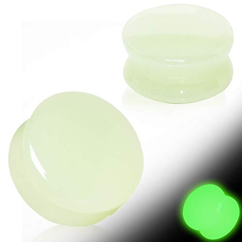 Pierced Owl - Natural Glow in the Dark Moonstone Saddle Plugs, Sold as a Pair - style: 25mm (1")