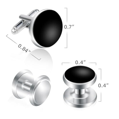 8 Pcs Tuxedo Buttons and Cufflinks Tuxedo Cufflinks and Studs Set Tuxedo Shirt Studs for Men Wedding Accessories Business Gift Tux Studs Classic Mens Cufflinks Shirts Cuff Links (Black & Silver)