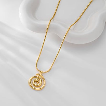 Boho Chunky Gold Statement Necklaces for Women Beach Jewelry Gifts | Versatile Everyday Wear, Pairs with Any Outfit, Ideal Gift for Any Occasion, Easy to Layer, Lightweight, Hypoallergenic - style: Spiral-A