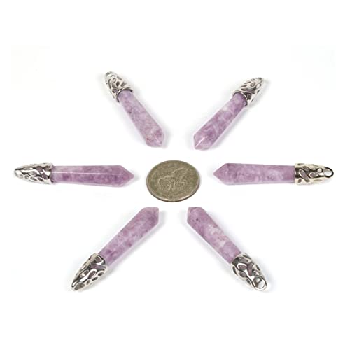 Justinstones Hexagonal Pointed Reiki Chakra Pendant Stainless Steel Chain Necklace 20 Inch Iron Gift Box - color: Lepidolite Lithium Mica