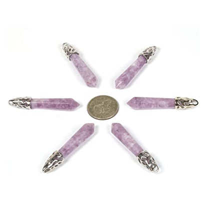 Justinstones Hexagonal Pointed Reiki Chakra Pendant Stainless Steel Chain Necklace 20 Inch Iron Gift Box - color: Lepidolite Lithium Mica