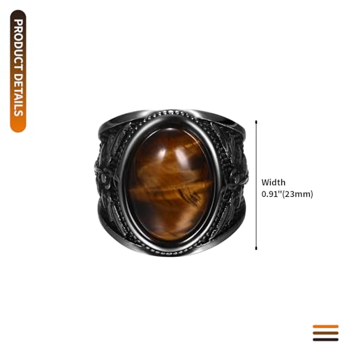 OIDEA Signet Rings for Men: St Michael The Great Protector Archangel Defeating Satan Figurine Amulet Ring Biker Rings - color: Tiger Eye
