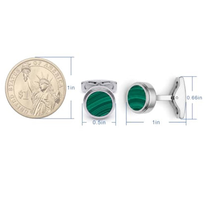 Cufflinks for Men, Stainless Steel Tuxedo Cuff Links Classic | Stainless Steel, 0.5 inch Lead-Free and Nickel-Free, groom Wedding Business Party, Gift for boyfriend Husband father - color: Green