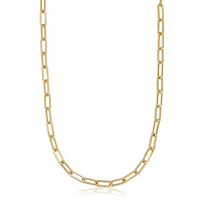 FRUMOS Dainty Layered Choker Necklace 18k gold Plated Y Pendant Commemorative coin Necklace Multilayer Bar Disc Necklace Adjustable Layering Choker Necklaces fashion jewelry for Women Girls - color: Paper clip necklace
